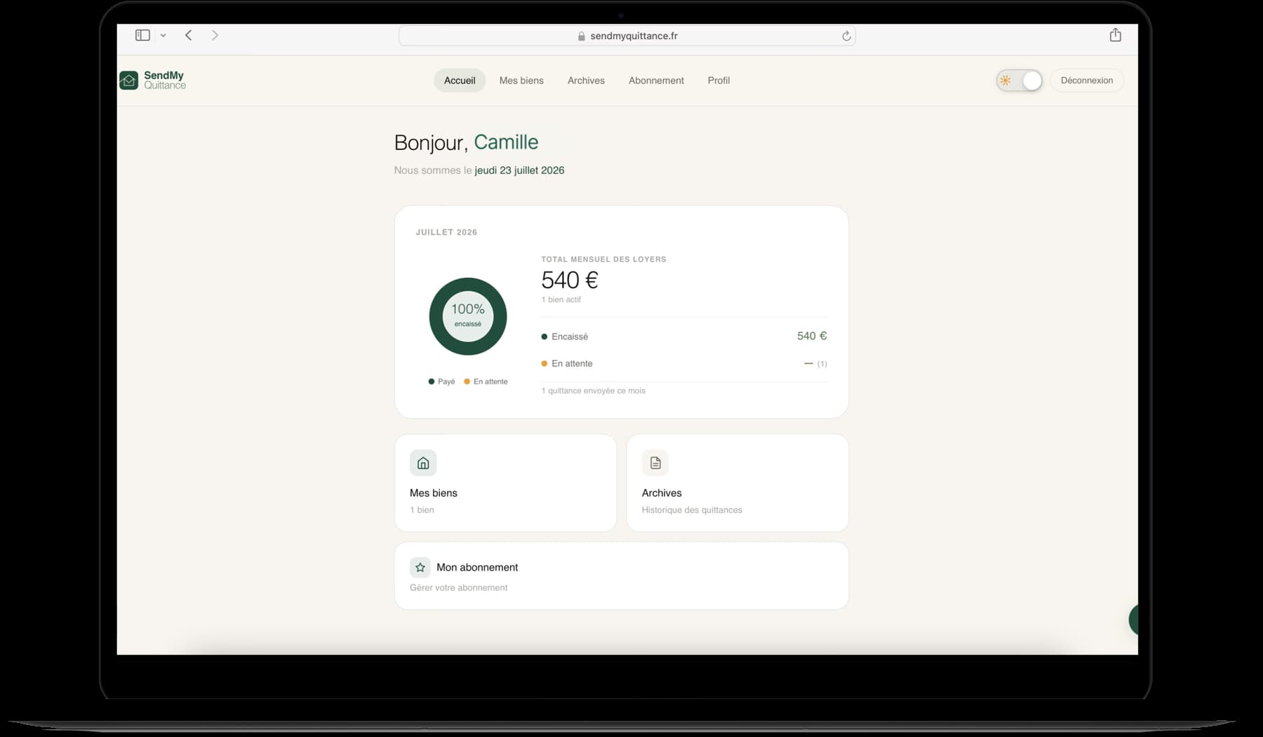 Dashboard sur Mac